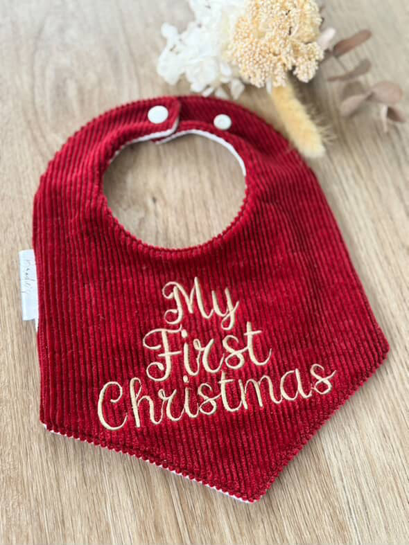 My First Christmas embroidered Bib