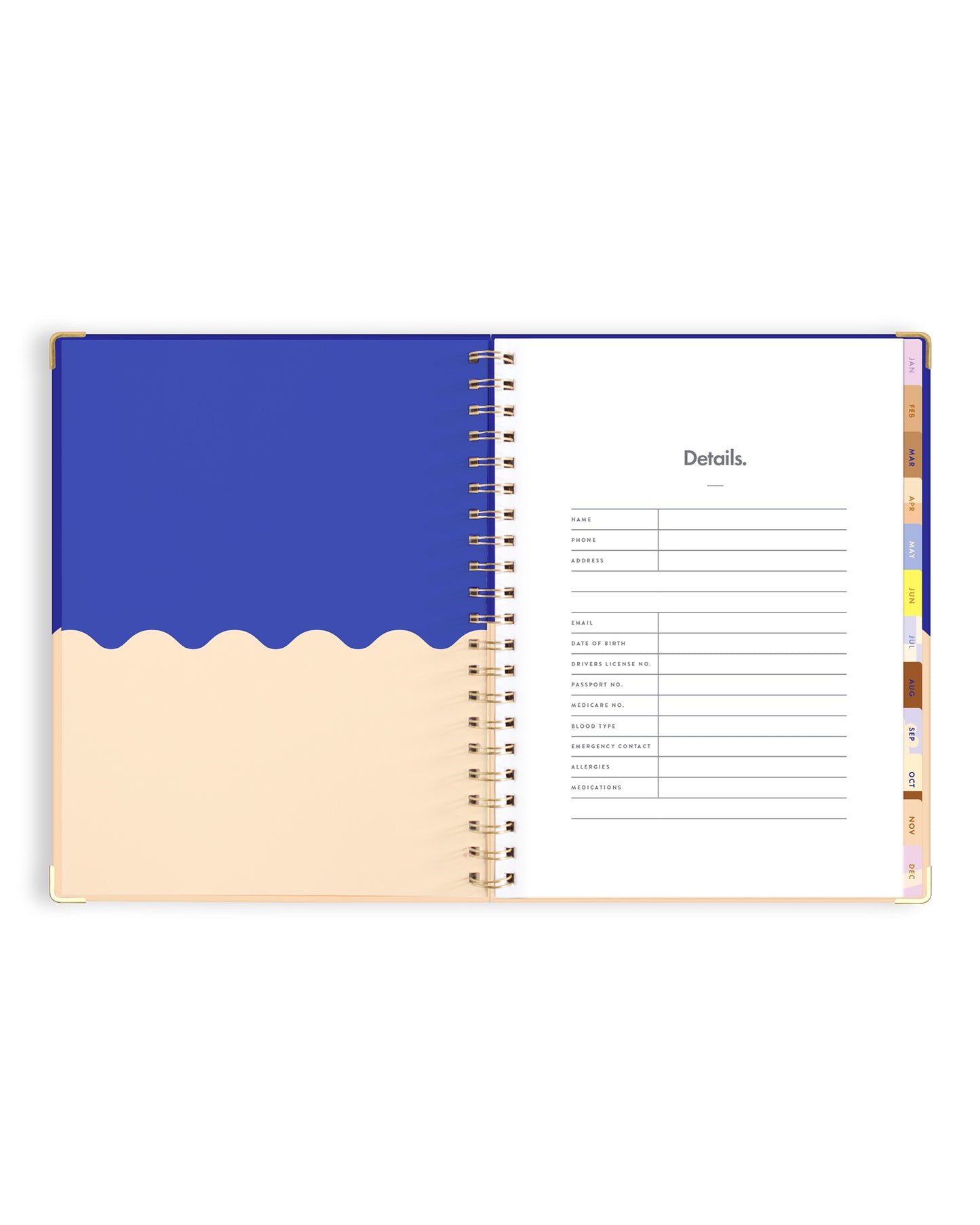 Personalised 2025 A4 Academic Vertical Planner - Cobalt Ripple