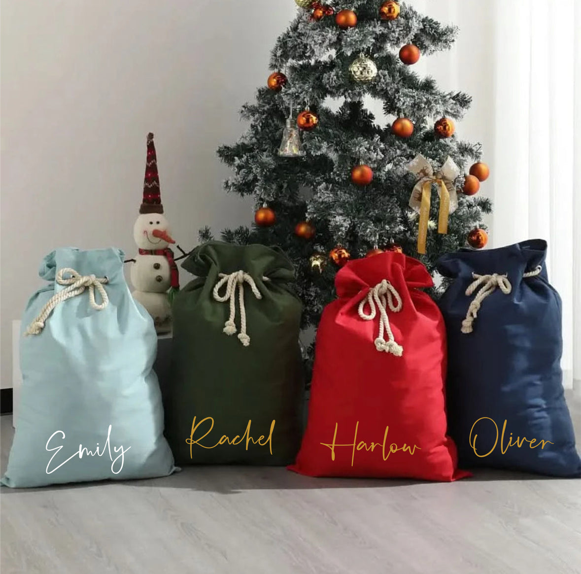 Personalised Velvet Santa Sack: Light Blue