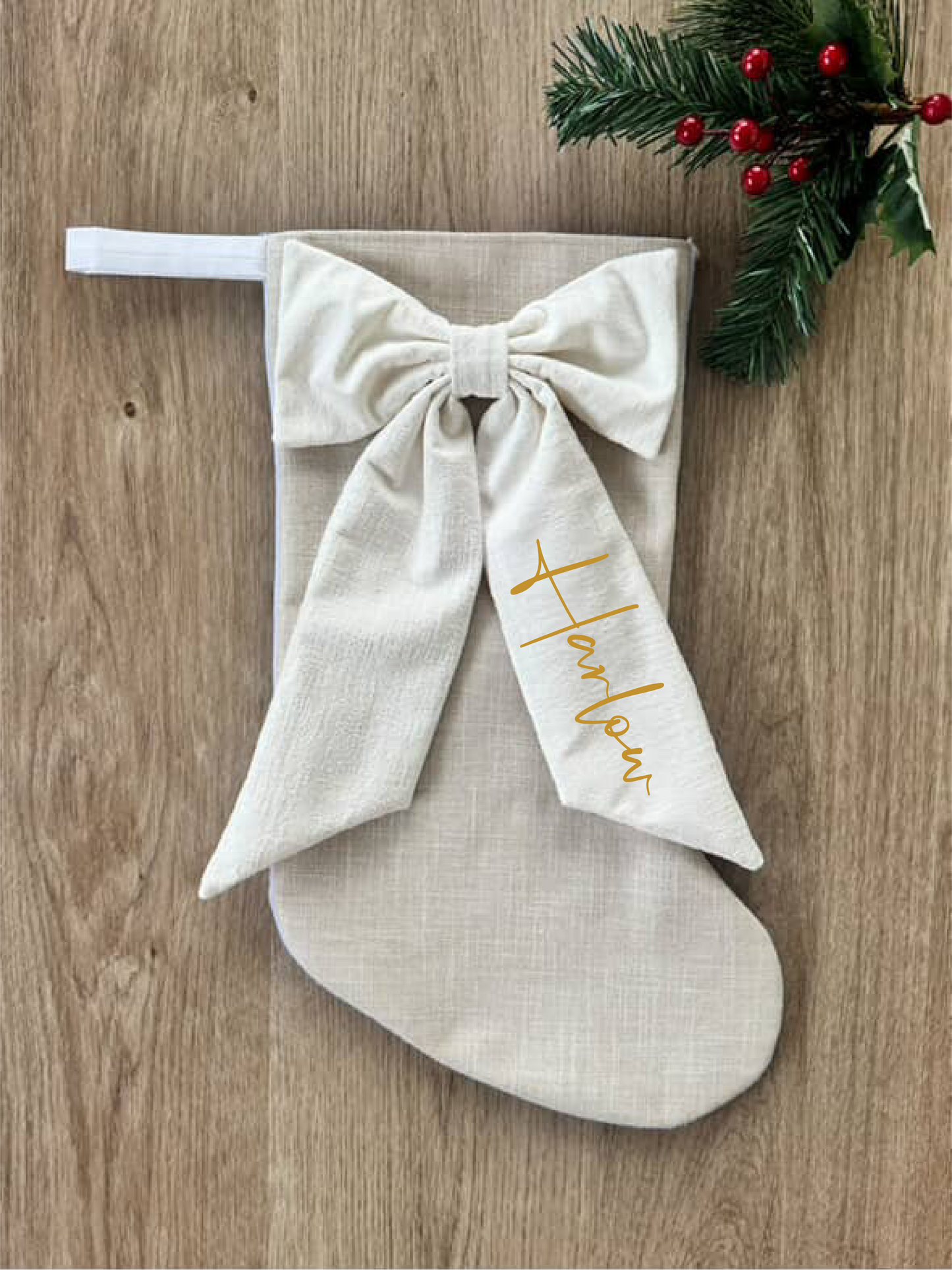 Luxe Velvet Personalised Santa Stocking - Neutrals