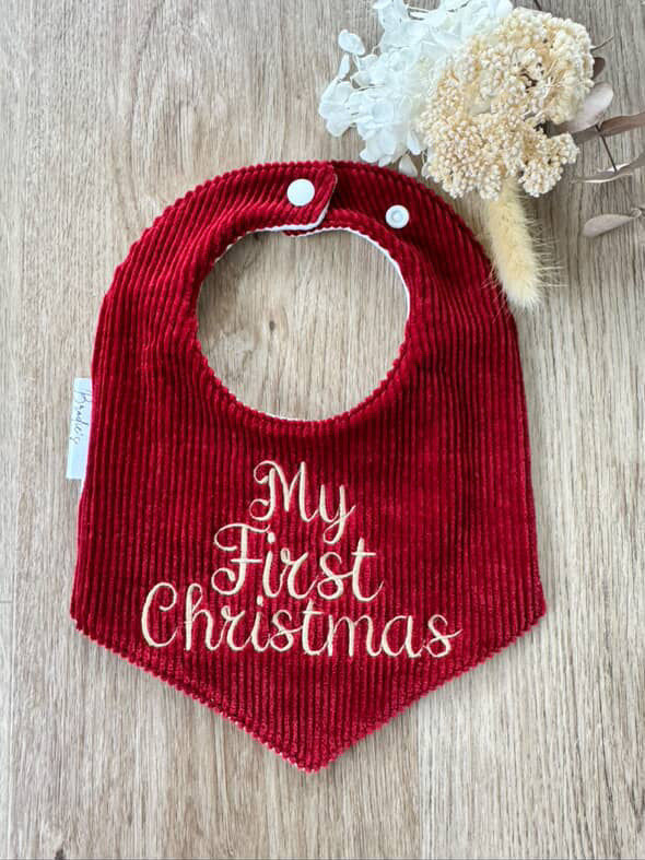 My First Christmas embroidered Bib