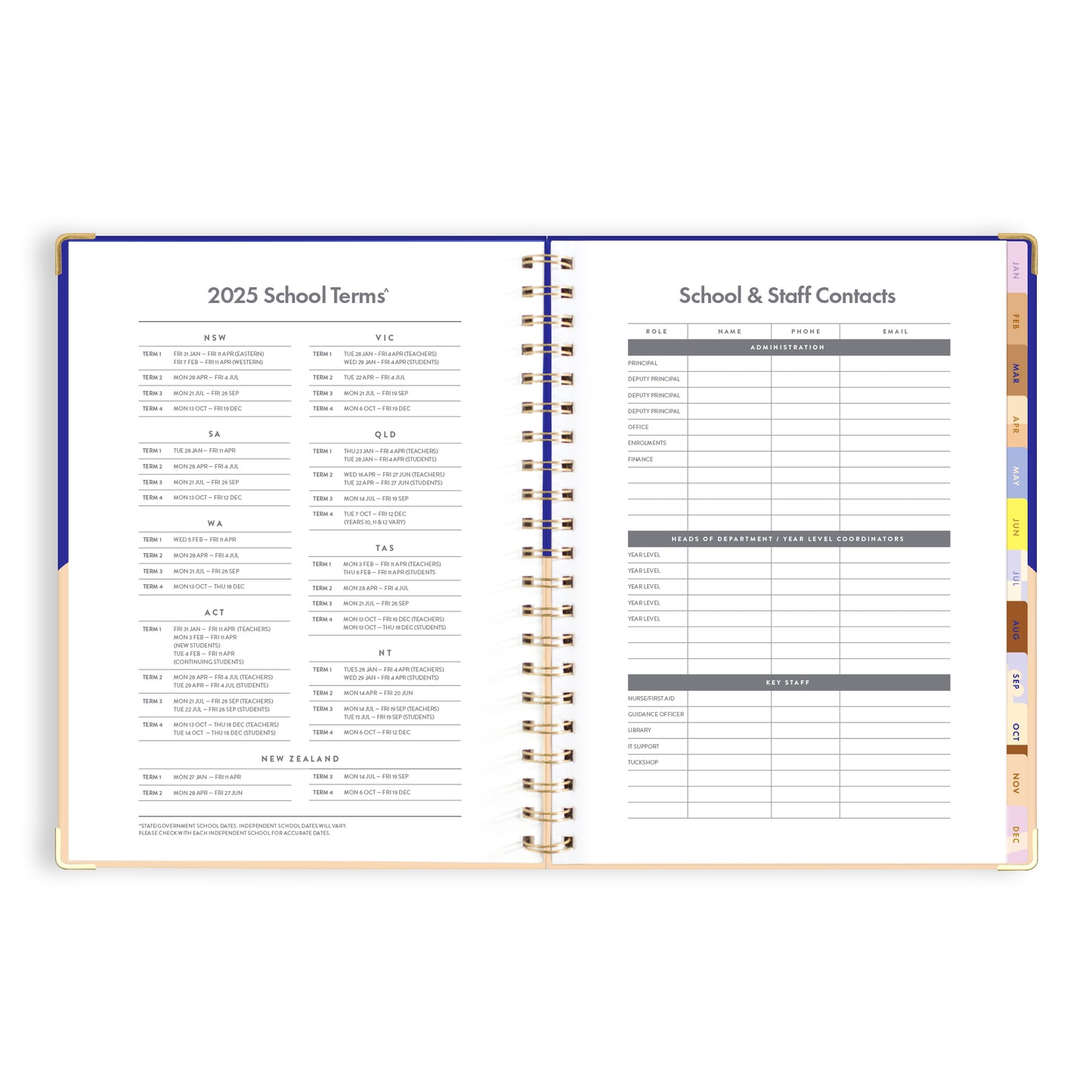 Personalised 2025 A4 Academic Vertical Planner - Cobalt Ripple