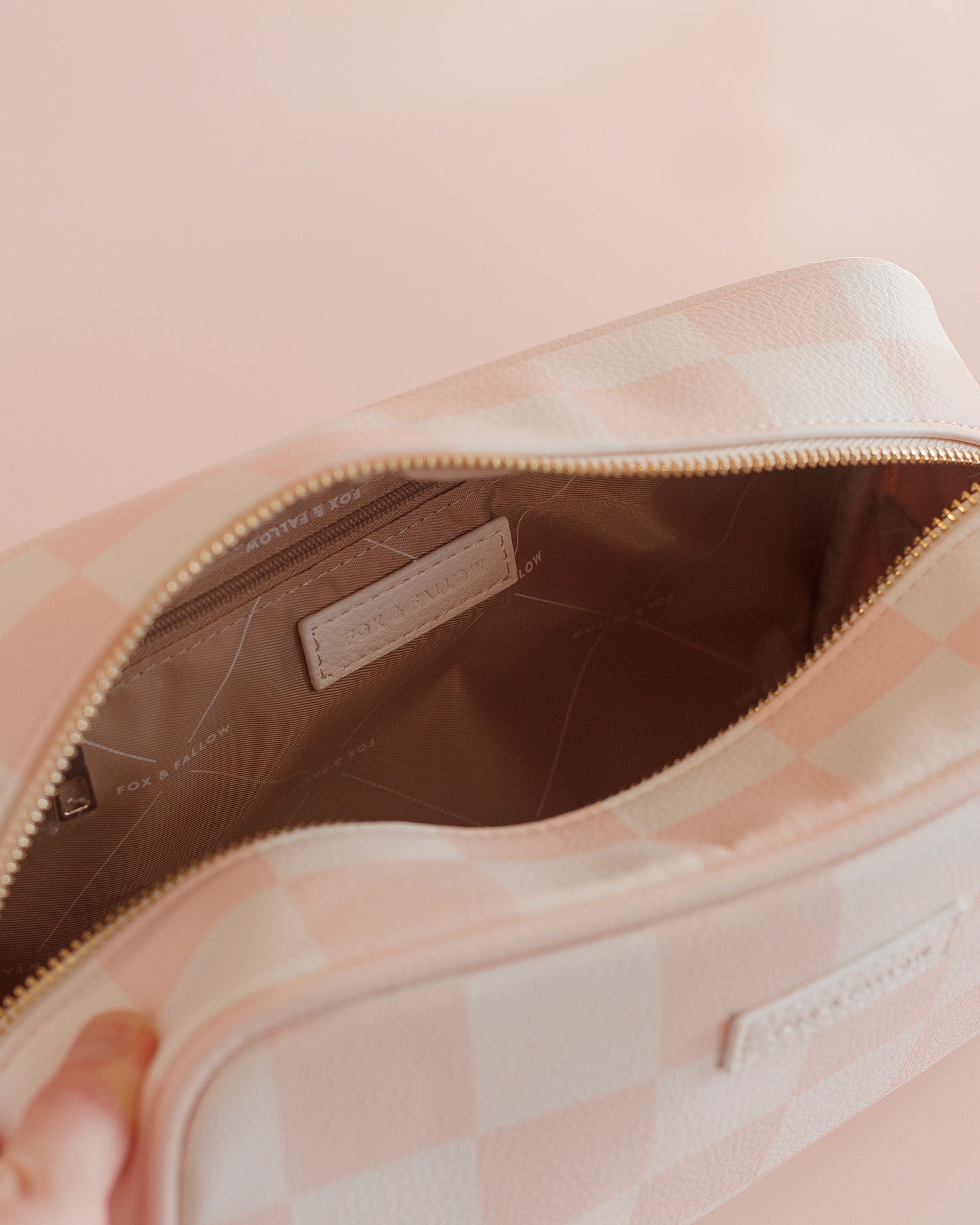 Personalised Salmon Check Cosmetic - Wash Bag