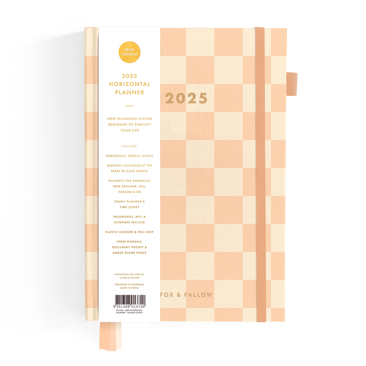 Personalised 2025 A5 Horizontal Planner - Salmon Check