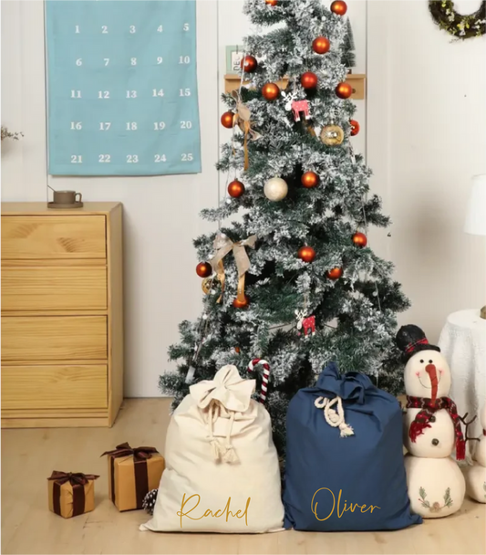 Personalised Velvet Santa Sack: Cream