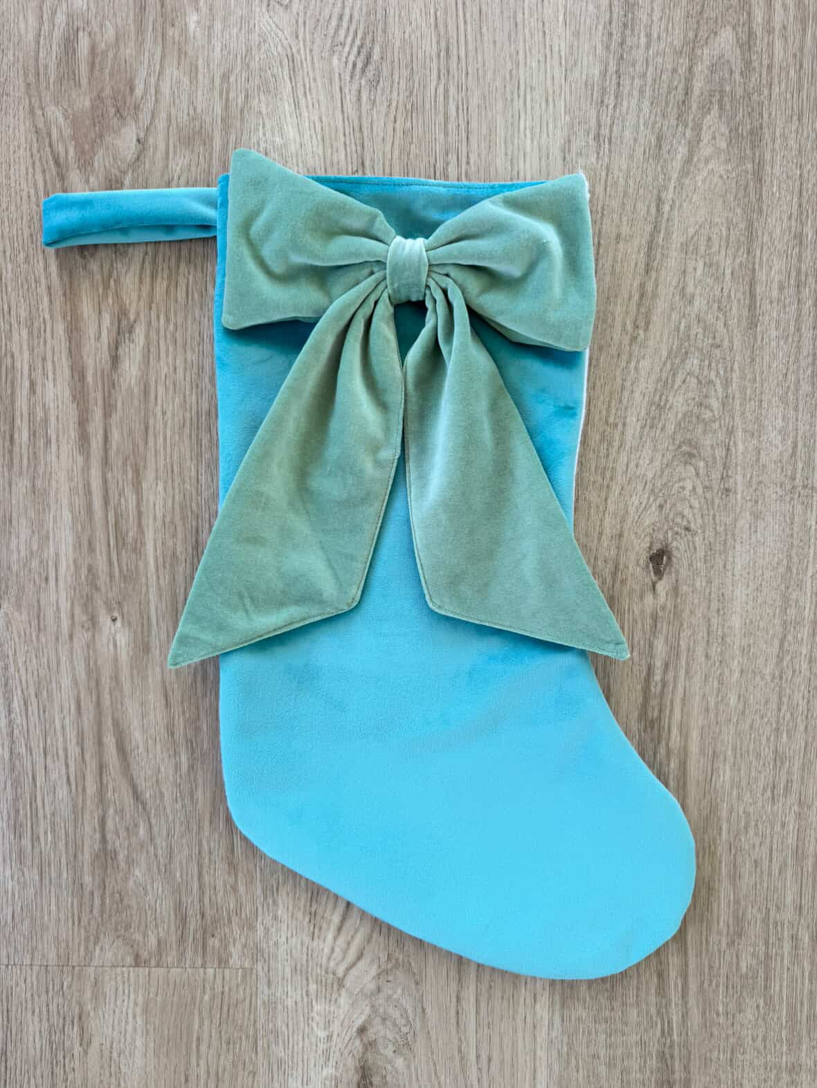 Luxe Velvet Personalised Santa Stocking - Blue & Green
