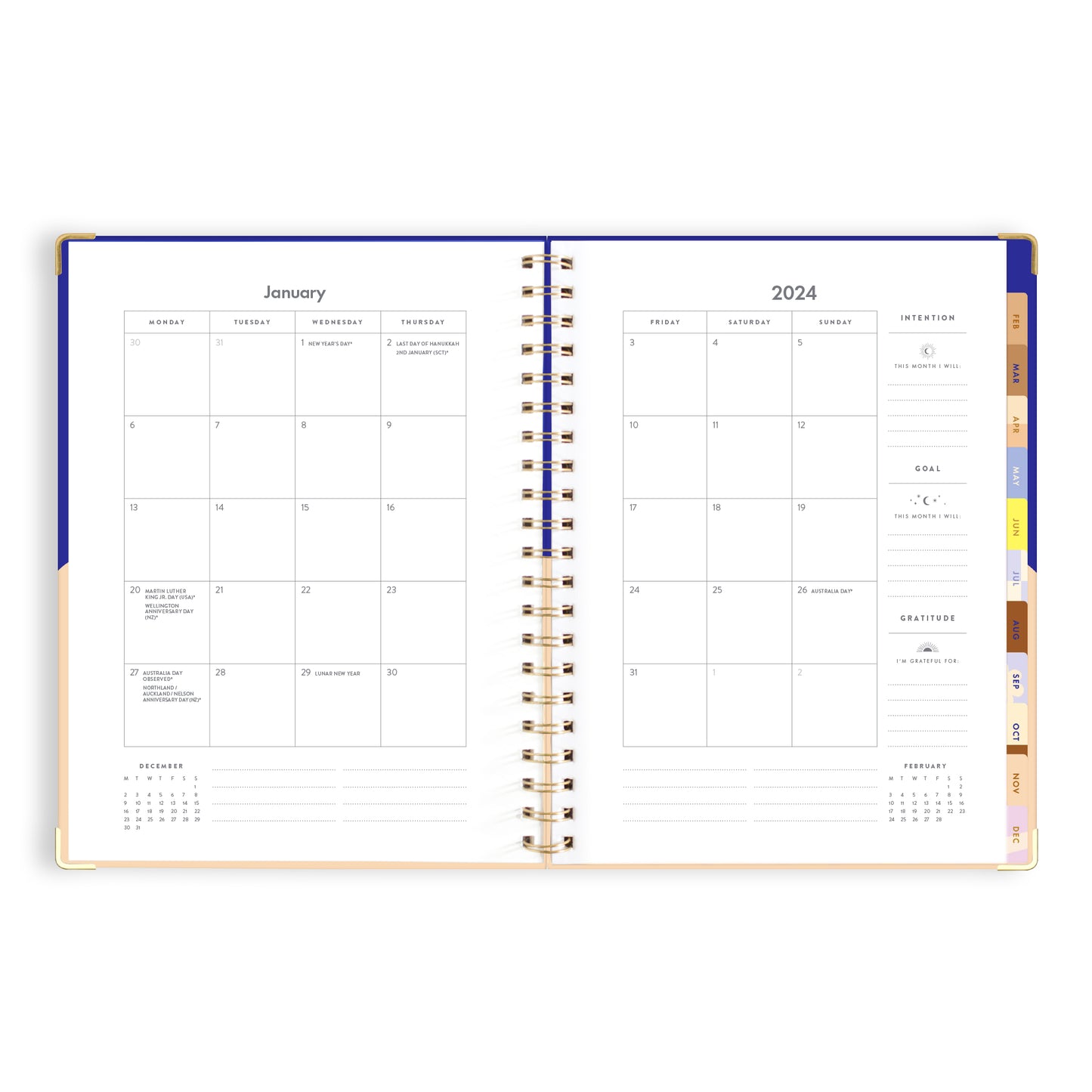 Personalised 2025 A4 Academic Vertical Planner - Cobalt Ripple