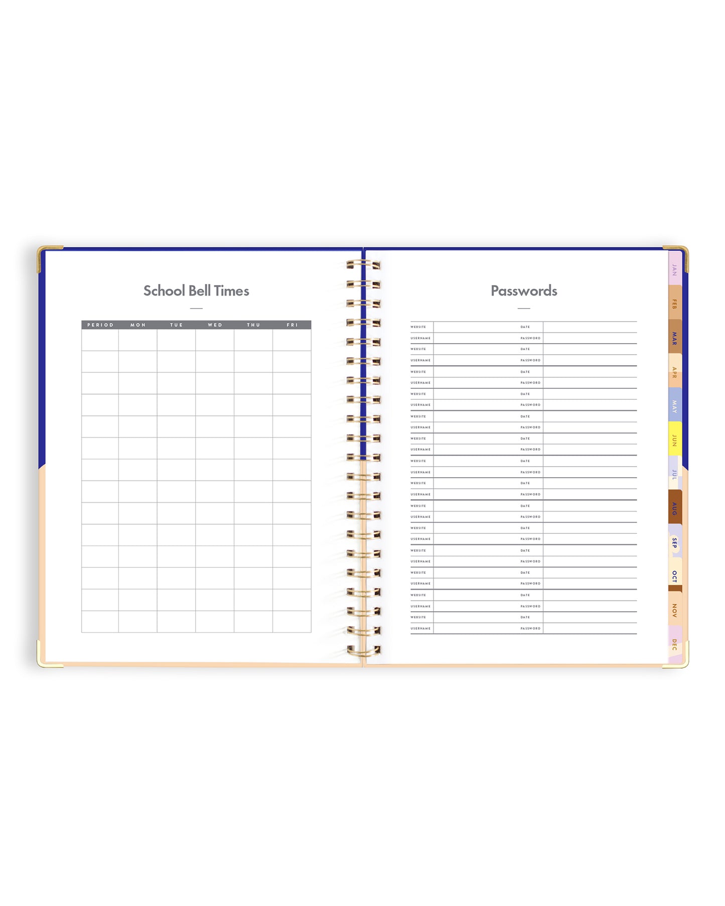 Personalised 2025 A4 Academic Vertical Planner - Cobalt Ripple