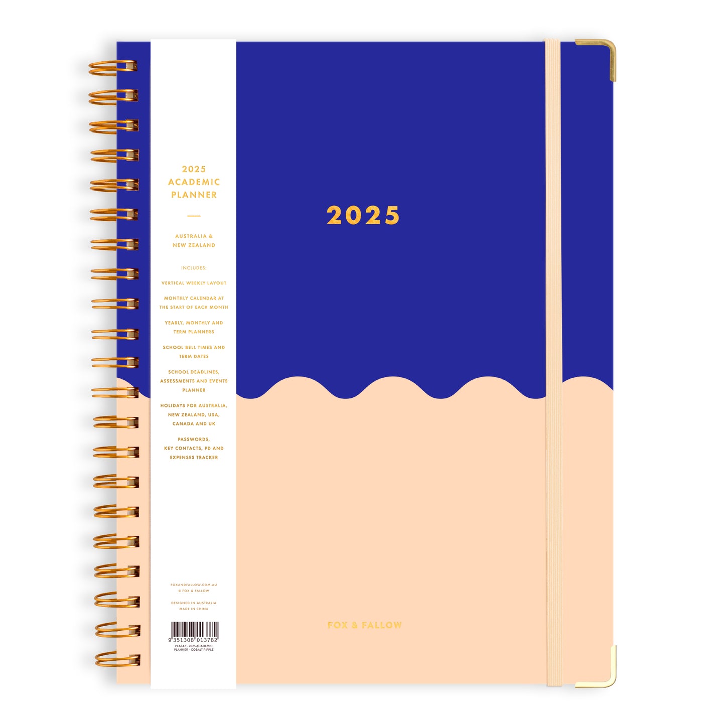 Personalised 2025 A4 Academic Vertical Planner - Cobalt Ripple