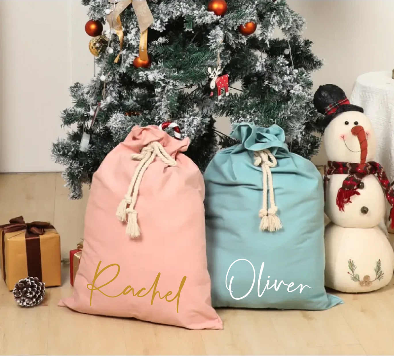 Personalised Velvet Santa Sack: Light Blue