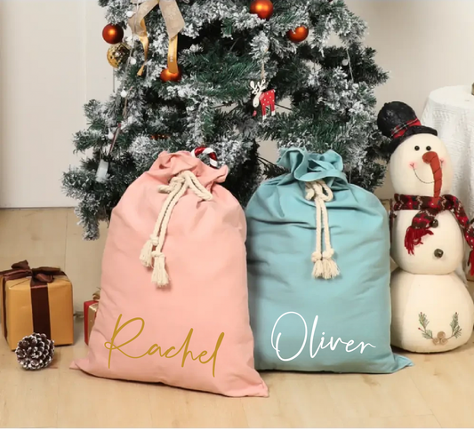 Personalised Velvet Santa Sack: Blush