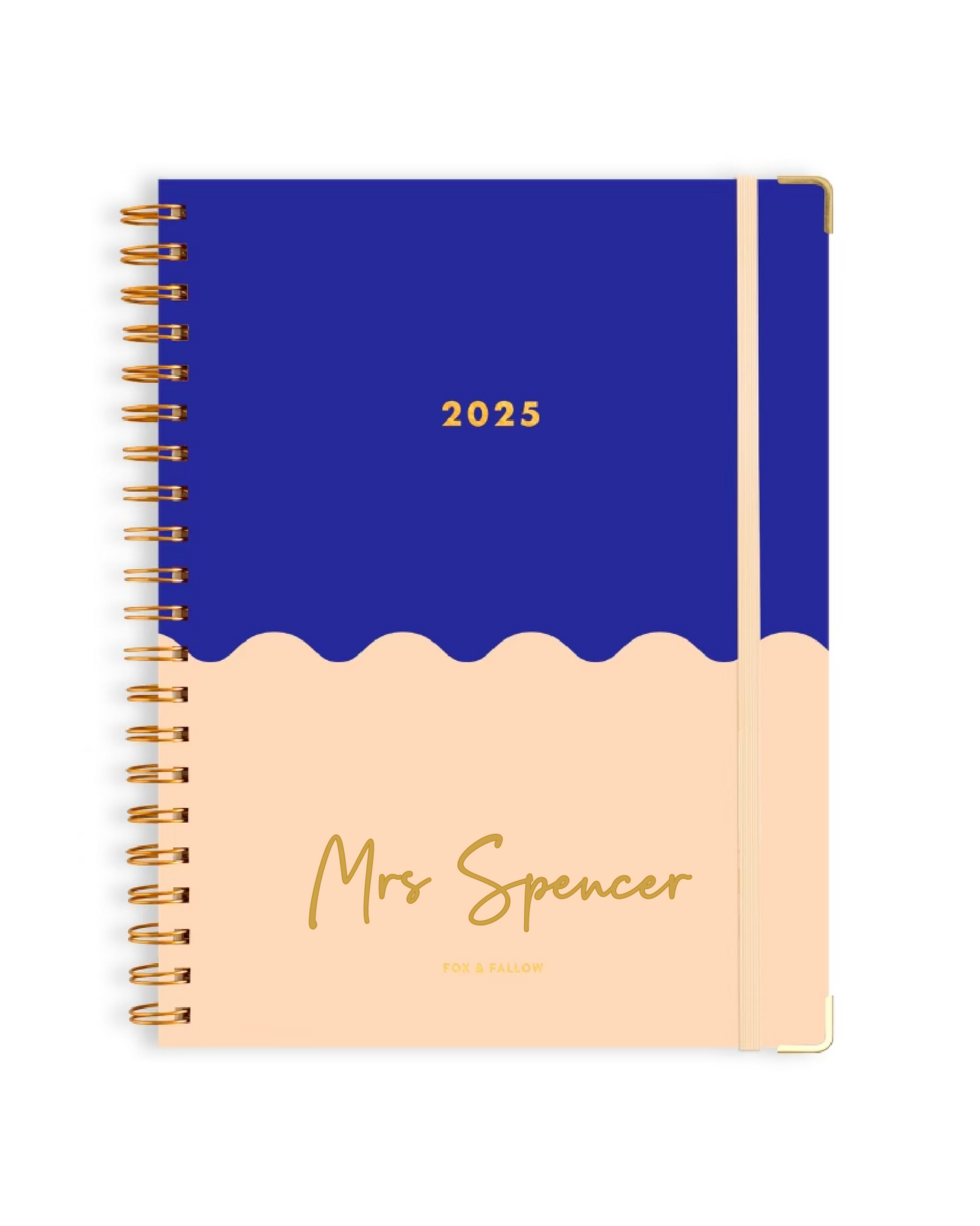 Personalised 2025 A4 Academic Vertical Planner - Cobalt Ripple