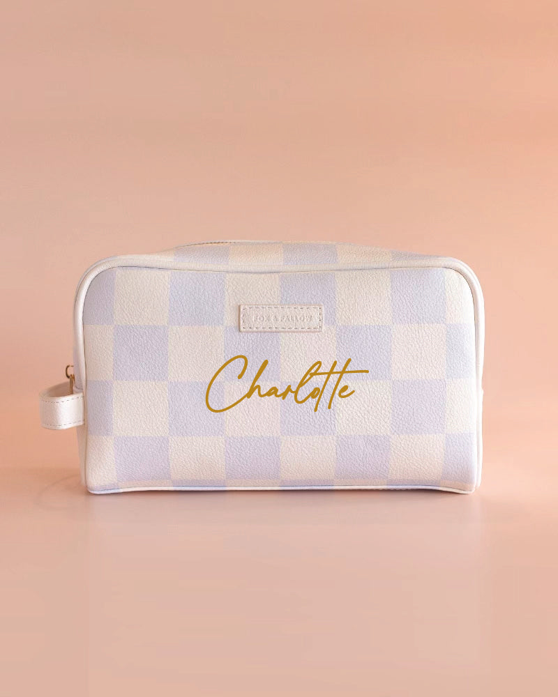 Personalised Powder Check Cosmetic - Wash Bag