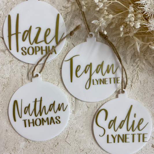 Flat Christmas Baubles- First and Middle Name